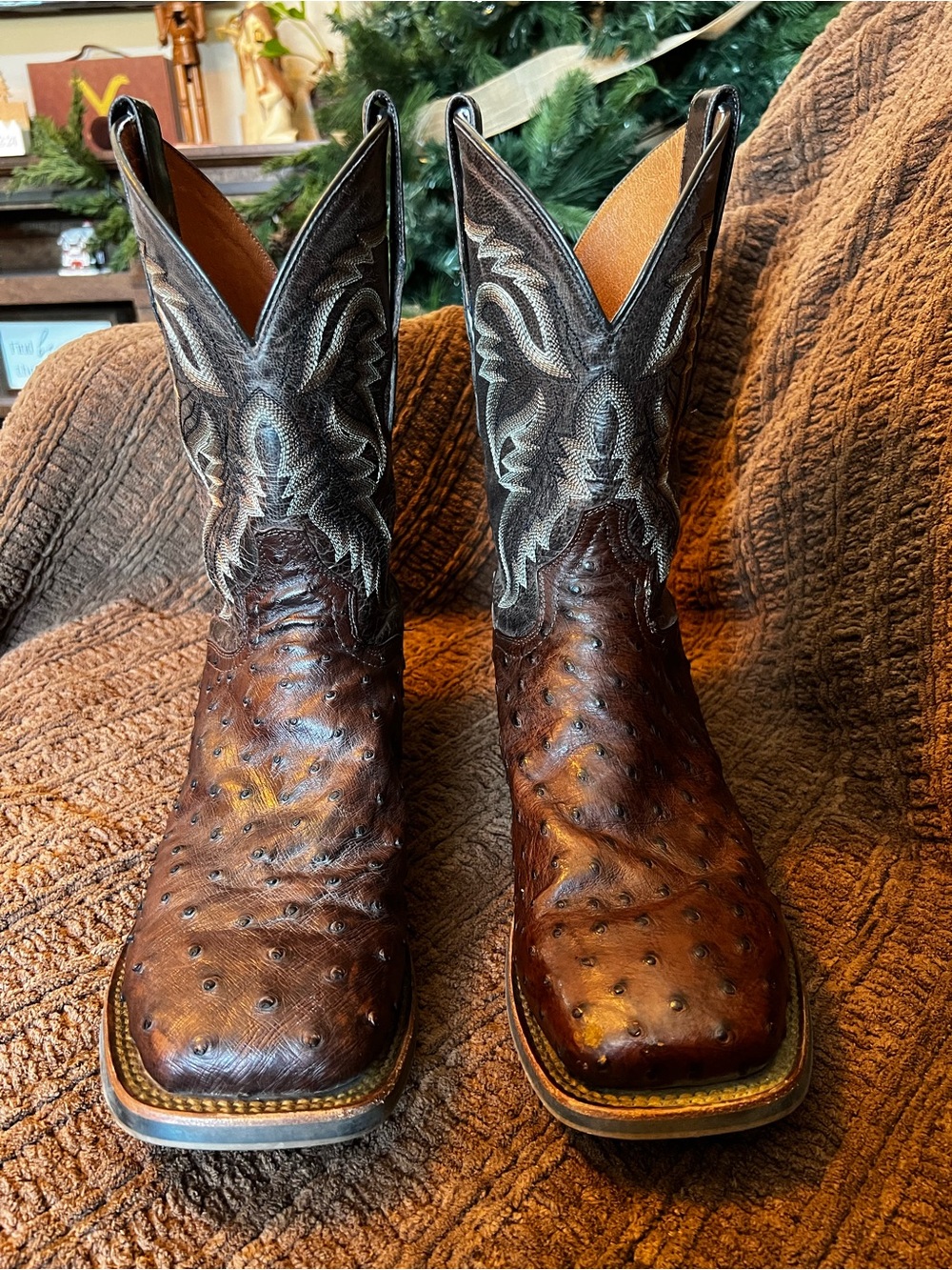 DAN POST MEN'S ALAMOSA EXOTIC OSTRICH COWBOY CERTIFIED BOOTS (Size 12)